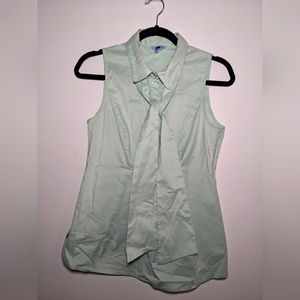 Cue Turquoise half button down sleeveless shirt with detachable tie